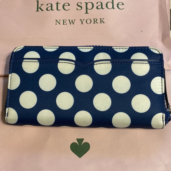 Brand new navy kate spade wallet with polka dots - Picture 2 of 5